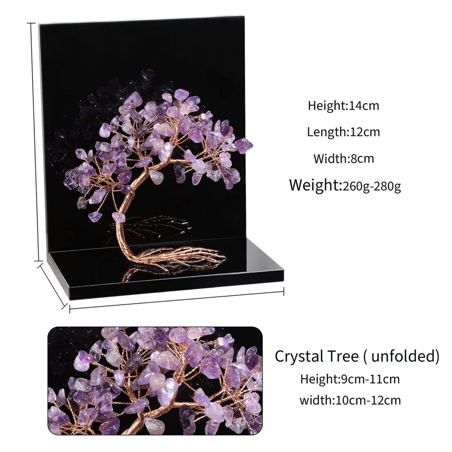 rockcloud Set of 2 Amethyst Crystal Tree Acrylic Decorative Bookends, L-Shaped Heavy Duty Book Ends to Hold Books for Home Office Shelves, Purple