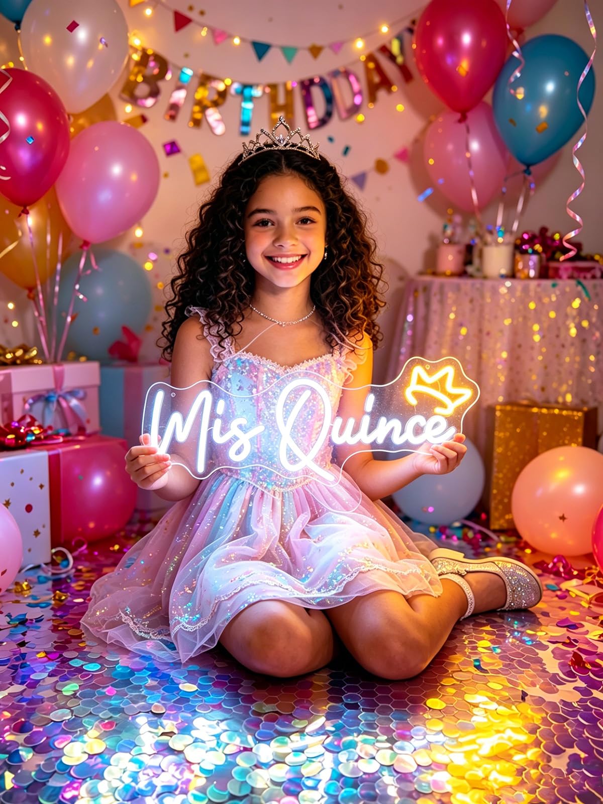 Mis Quince Neon Sign, USB Pink Neon Lights for Wall Decor LED Night Light Signs Birthday Party Bedroom Living Room Christmas Business Decorations Girl Boy Gift