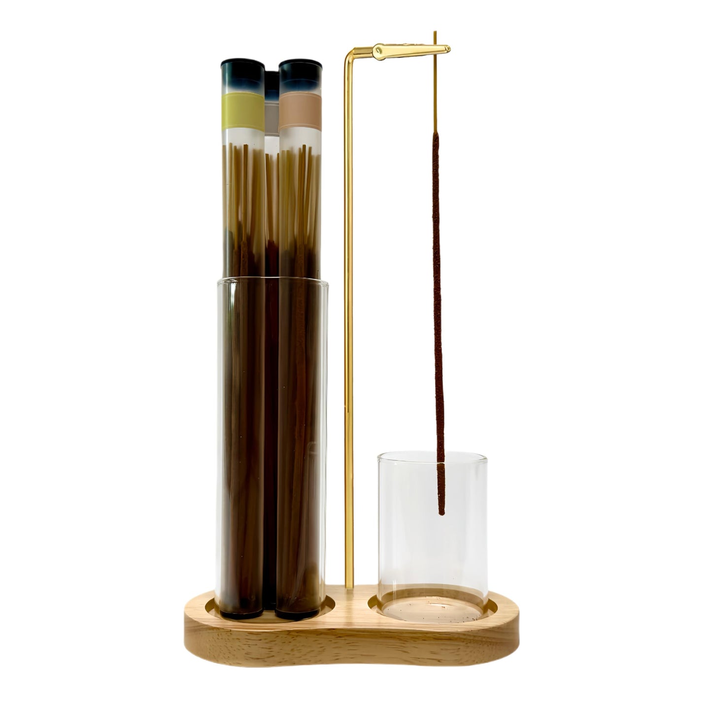 Moocervi Glass Incense Holder, 2 in1 Incense Sticks Burner Holder with Storage,Hang Upside Down Incense Holder for Sticks with Glass Ash Catcher for Meditation Yoga Spa Room Decor