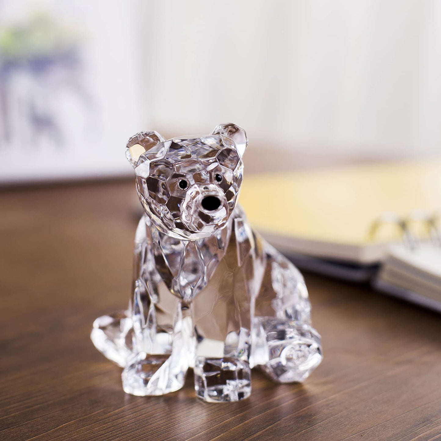 DANRECIN Acrylic Bear Figurine Cute Polar Bear Home Decor Clear Animal Room Decorations for Home and Office Not Crystal (E)