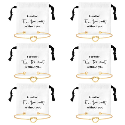 CEELGON 12 Pcs Jewelry Pouch Set of 6 Linen Cotton Small Drawstring Bags & Bridesmaid Knot Bracelet Jewelry Packaging Proposal Gift Bridal Party Favors (Gold)