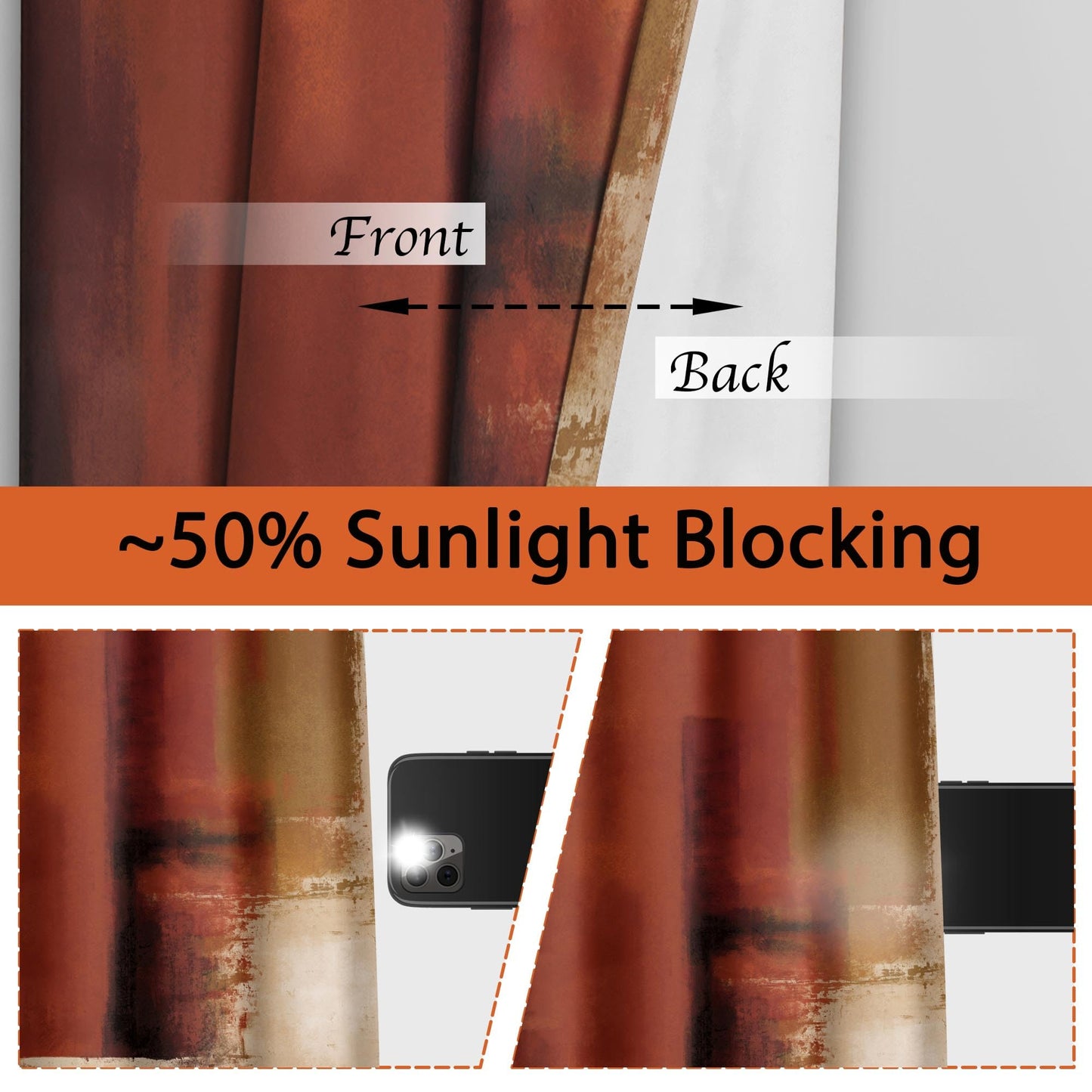 Asuexpect Burnt Orange Kitchen Curtains 2 Panels Abstract Rust Curtain Room Darkening Grommet Window Drapes Modern Decorative Window Treatments, 26x36 Inches