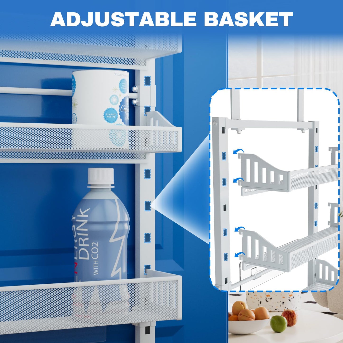 coobest 8-Tier Over the door Spice Rack Organizer, Large Heavy Duty Metal Wall Mount or Over The Door, 2 in 1 Rust-Proof Hanging Storage Shelf for Kitchen Pantry, Bathroom, Laundry Room, Closet