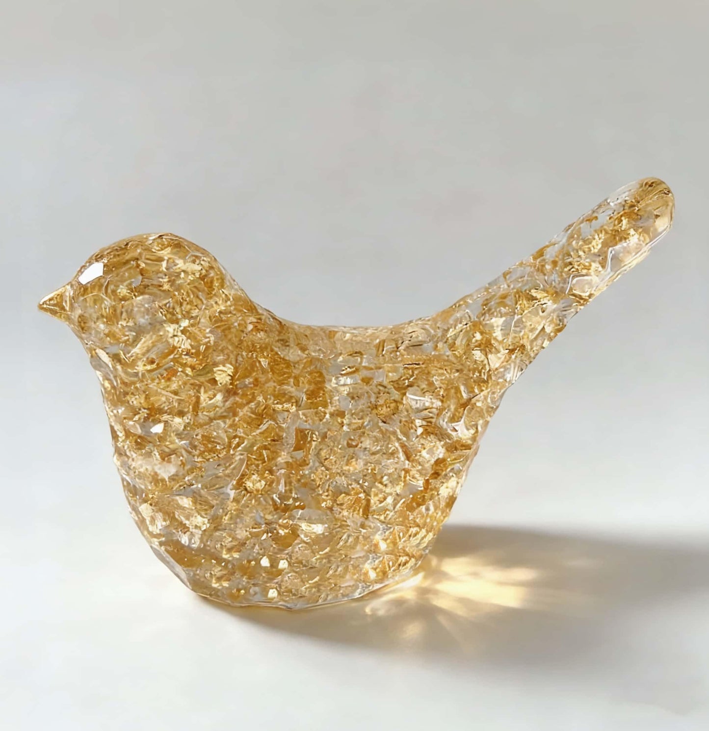JWT Astyle Goldfoil Glitter Bird Figurines Staue Minimalist Home Decor Accents,Hammered Sculpture Gifts for Bird Lovers,Knick Knacks for Shelves Bookshelf Office
