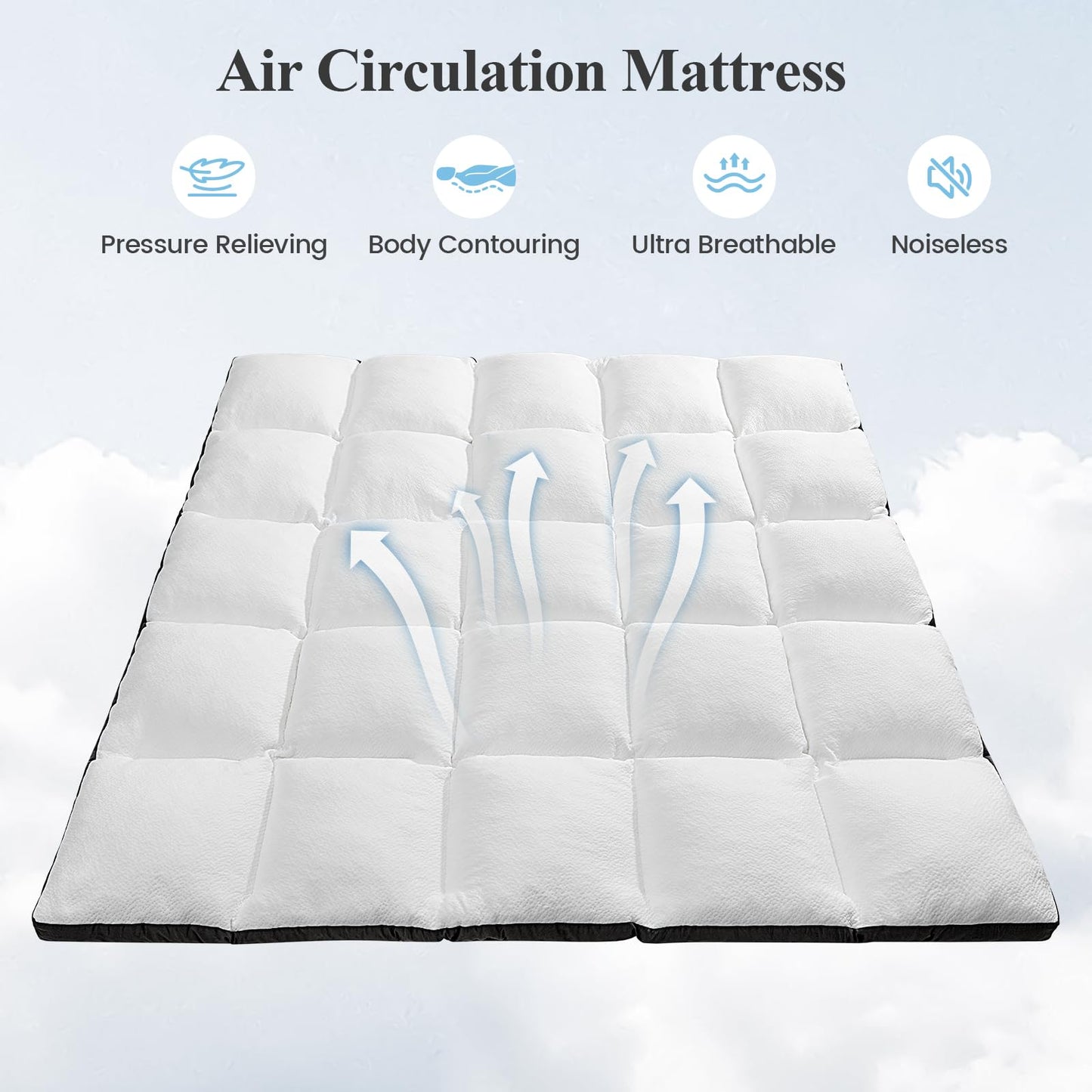 Rainmr Memory Foam Mattress Topper Full - 2000GSM Pillow Top Mattress Topper Full Size, Soft Plush Bed Pad for Pressure Relief & Back Support, White, Oeko-TEX Certified
