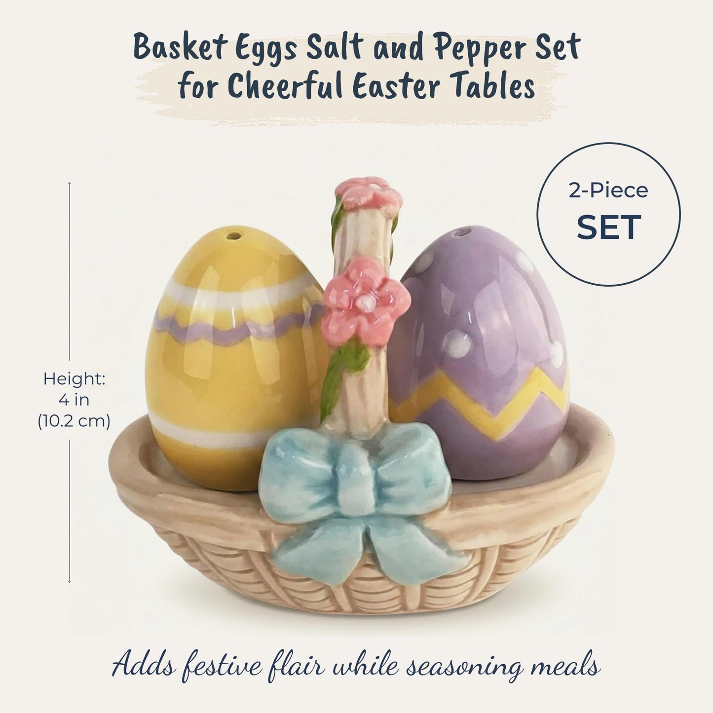 Blue Sky Clayworks Basket Eggs Salt and Pepper, 4-inch Height, Set of 2