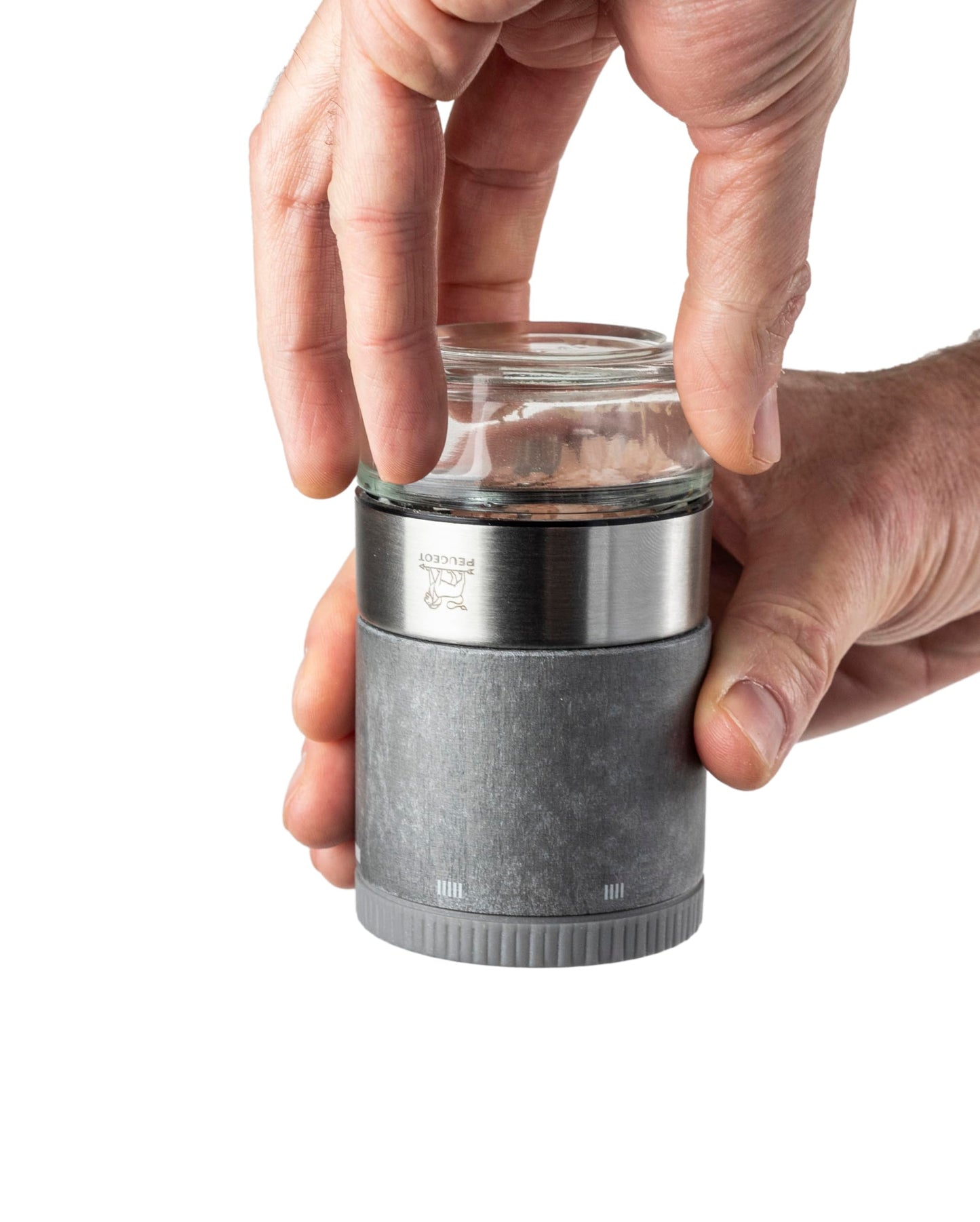PEUGEOT–Maestro Salt Bar – 10cm Salt Mill with U’Select Adjustment – 3 Premium Salts, 3 Empty Interchangeable Glass Jars, White Marker - Made in France – PEFC-Certified Wood/Stainless-Lt. Graphite