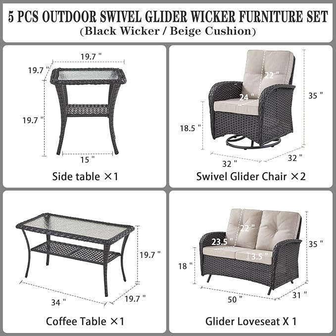 Belord 5-Piece Patio Furniture