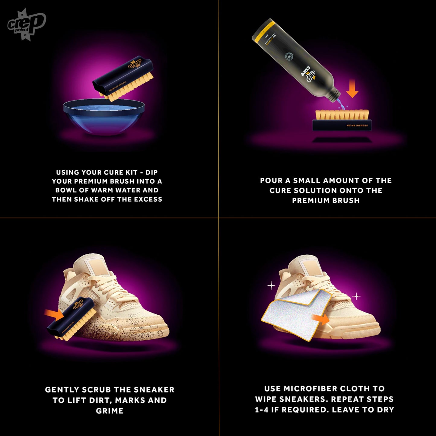 Crep Protect Cure Sneaker Cleaner - Ultimate Shoe Cleaning Solution for Leather, Suede, Nubuck, Canvas, Nylon, Vinyl - 250ml