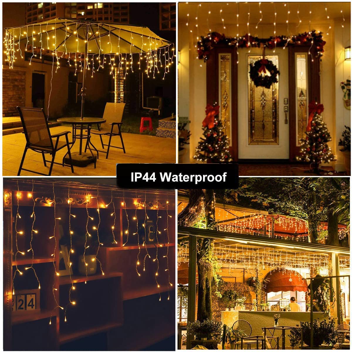 Outdoor Icicle Lights,9.8FT Christmas String Lights with Remote Timer, Battery Powered Hanging Window Wall Dripping Ice Light for Outside,Waterproof for House Garden Yard Xmas Decor(Warm White)