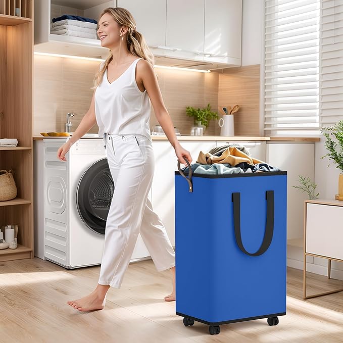 Laundry Basket with Wheels, Collapsible Laundry Baskets, Laundry Hamper with