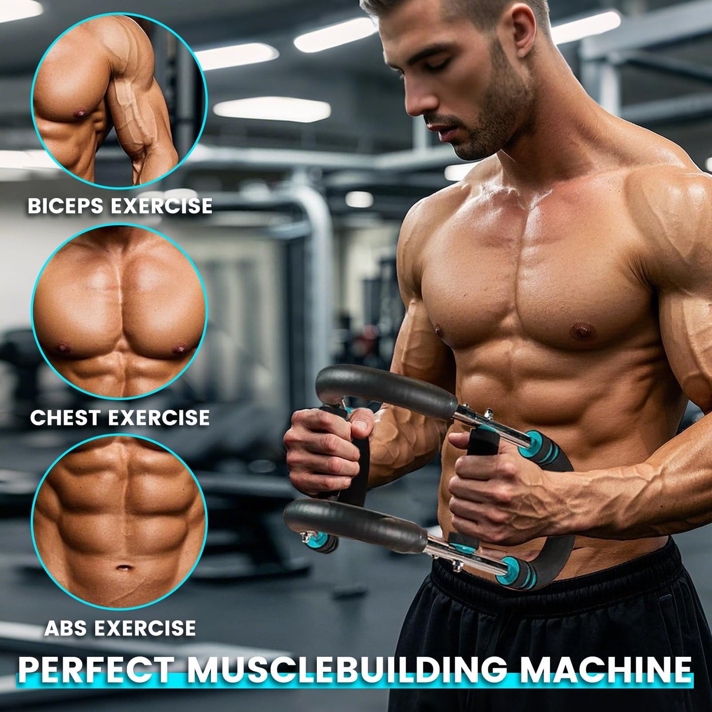 Twister Arm Trainer for Men, Adjustable Chest Workout Equipment for Home Gym, Muscle Builder & Strength Training for Arms, Chest. Blue, 20-60lb