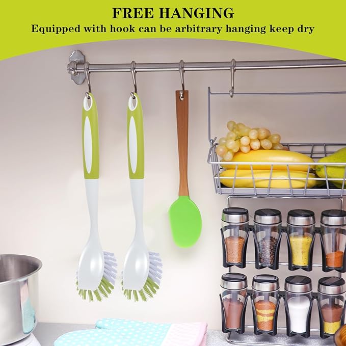 8 Pcs Dish Brush with Handle Kitchen Scrub Brush Pot and Pan Cleaning Brush