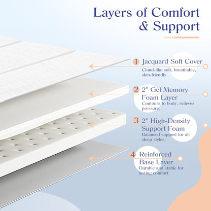 Srora 4 Inch Sofa Bed Mattress Replacement, Queen Size 72" x 59", CertiPUR-US Certified, Foldable Design with Breathable Removable Washable Cover for Sleeper Couch, RV, Guest Room