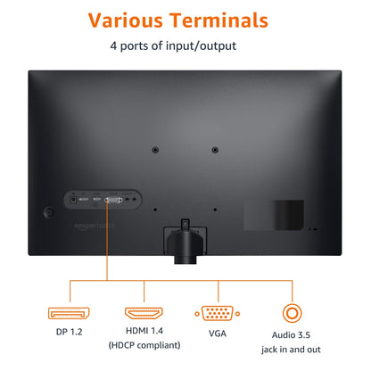 Amazon Basics 24 in Monitor, FHD 1080P, Max 100Hz, VESA Compatible, Built-in Speakers, Black