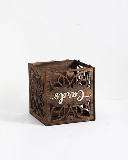 Xhqsulsclac Wedding Card Box with Lid, Wood Gift Card Box for Wedding Reception, Rustic Envelope Money Box for Wedding Party Birthday Bridal Shower Baby Shower Graduation Decorations (8.8x8.8x9.1 in)