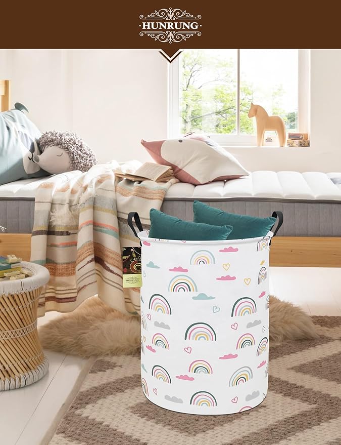 HUNRUNG Laundry Hamper, Large Canvas Fabric Lightweight Storage Basket Toy
