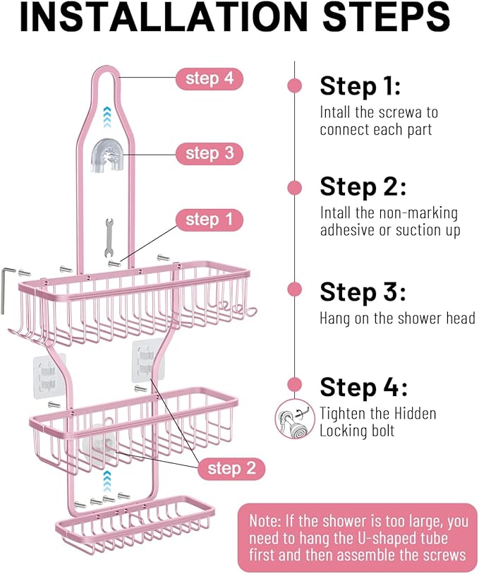 Pink Shower Caddy for Bathroom