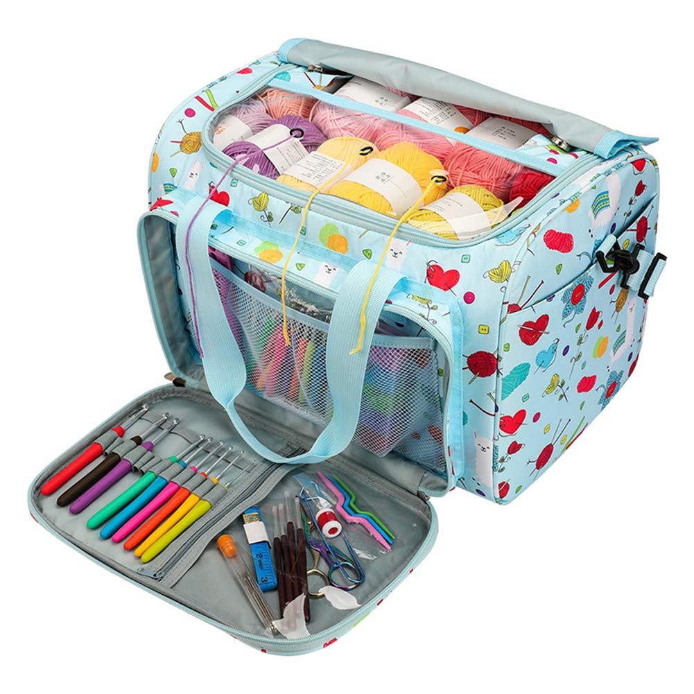 Coopay Yarn Storage Knitting Bag, Large Capacity Yarn Bag for Yarn and Knitting & Crochet Supplies, Detachable Shoulder Strap Portable Knitting Tote Bag Crochet Bag, Best Gifts for Crochet Lovers
