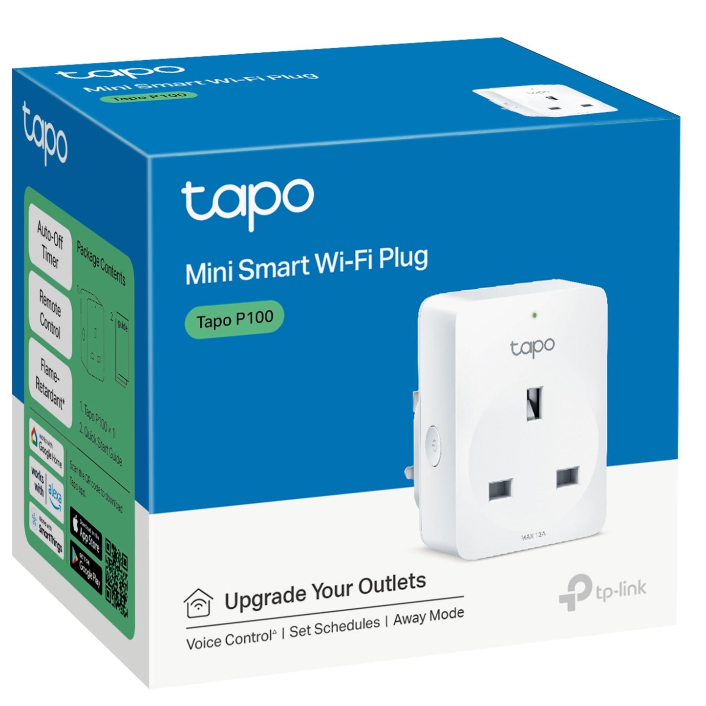 Tapo P100 Smart Plug, Wi-Fi Plug, App Remote Control, Alexa Plug, Voice Control with Alexa & Google, Away Mode, Scheduling & Timer, Device Sharing, Easy Quick Set Up, Multiple Safety Guarantees
