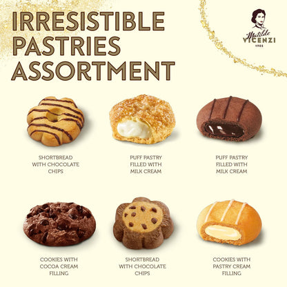 Matilde Vicenzi Verona Cookie Tin - Gourmet Italian Cookies Assortment in Individually Wrapped Trays - Pastries & Bakery Dessert for Christmas Gifts - Assorted Cookies in Italian Design Gift Tin 25.4oz (720g)