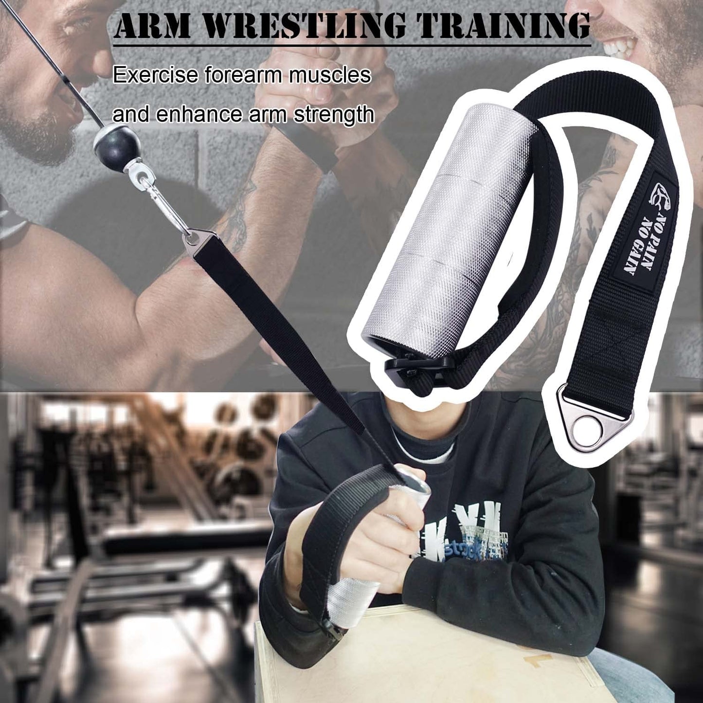 Lights Mountain Arm Wrestling Exercise Handle Φ2in Grip - Wrist and Forearm Exerciser Pulldown Triceps Rope Workout