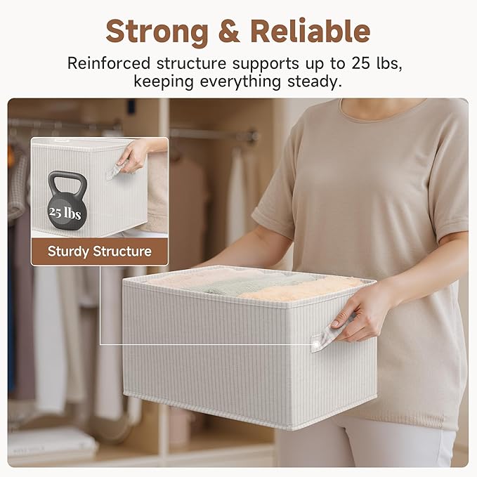 StorageWorks Foldable Shelf Organizer Bins, Closet Storage Baskets