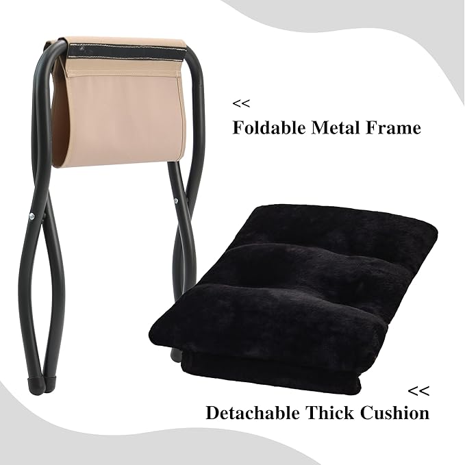 15" Folding Ottoman, Foldable Footrest Stool, Portable Small Foot Stool