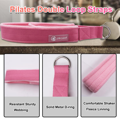 J Bryant Pilates Double Loop Straps for Reformer Fitness D-Ring Straps,Yoga Exercise Accessories for Home Gym Workout,1 Pair
