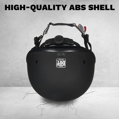 ILM Motorcycle Half Helmet with Sunshield Quick Release Strap Half Face Fit for Cruiser Scooter DOT Approved 883V (Matte Black, Large)
