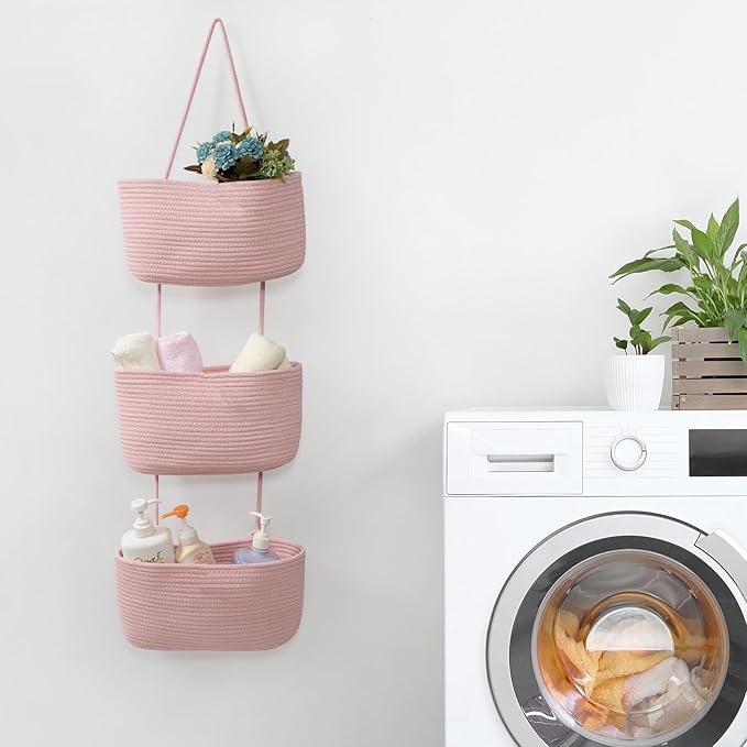 TeoKJ 3-Tier Wall hanging Storage Bags, Over the Door Organizer, Decorative