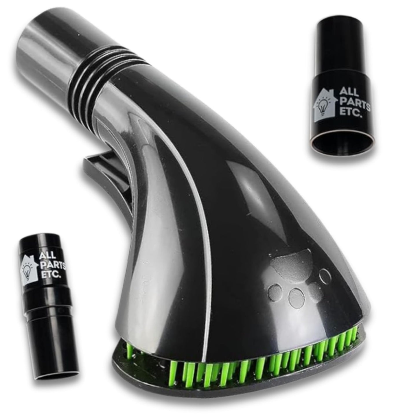 ALL PARTS ETC. Vacuum Pet Hair Attachment, 1.25” Brush for Dog Deshedding, Pet Grooming & Massage Tool, Compatible with Shop-Vac, Hoover, Shark, Miele, Bissell and More – 2 Adapters 1-3/8" & 1-1/2"