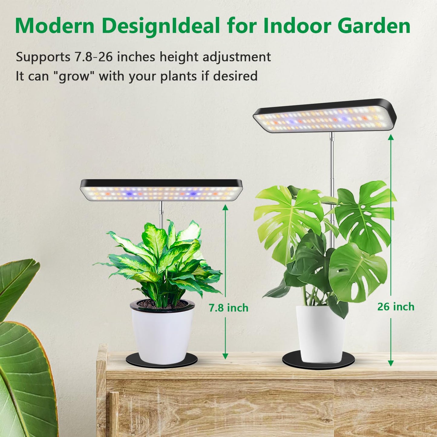 Aumtrly Grow Lights for Indoor Plants, Full Spectrum Table Plant Lights for Growing Small Plants, 5000K White Light LED Indoor Plant Light with Base, 26 Inch Height Adjustable, 6/12/16H Timer