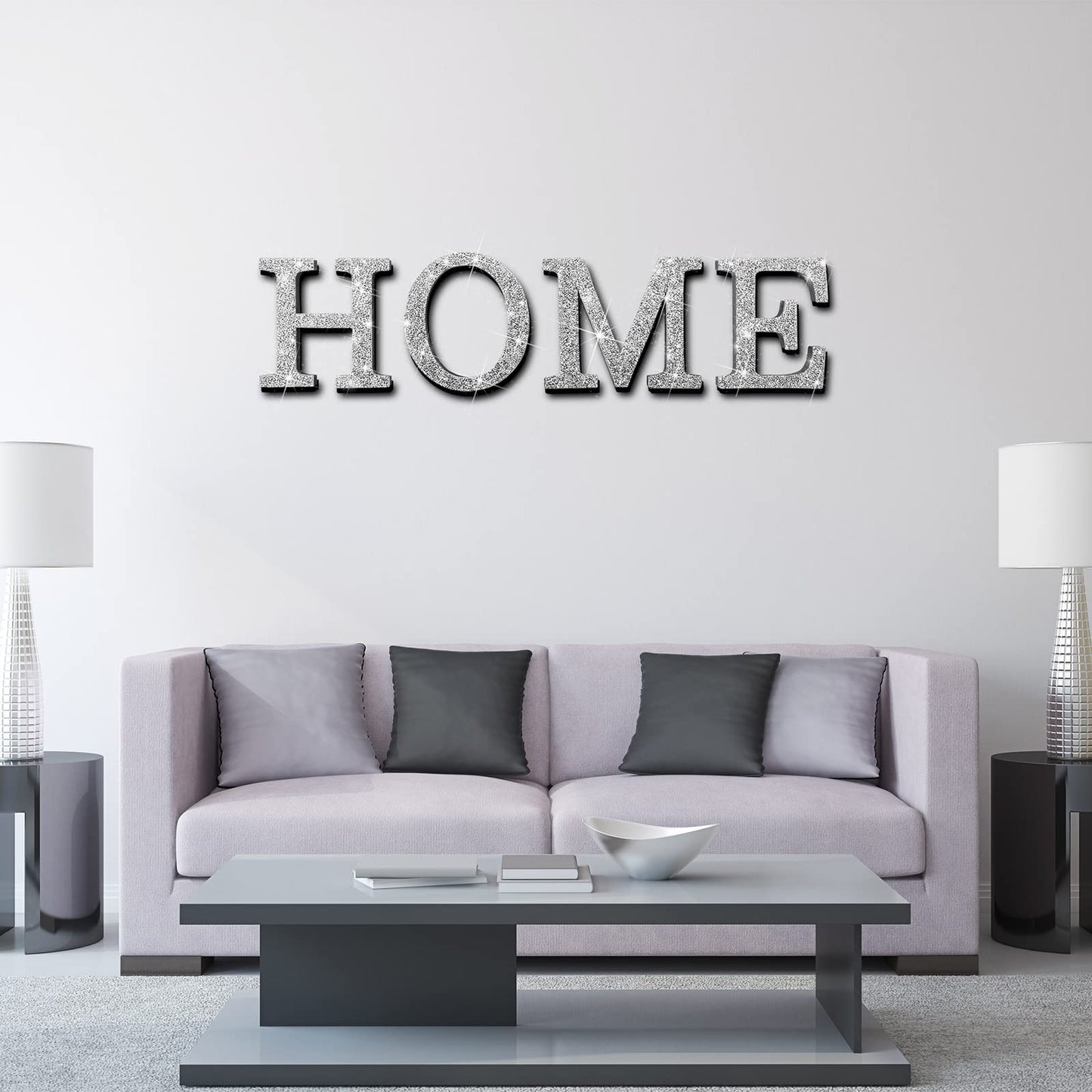 Jetec 4 Pcs Love Home Sign Large Crystal Diamond Letters Shiny Letters Decor Crystal Rhinestone Bling Silver Room Decor Wooden Love/Home Table Topper Wall Art Gift for Bedroom