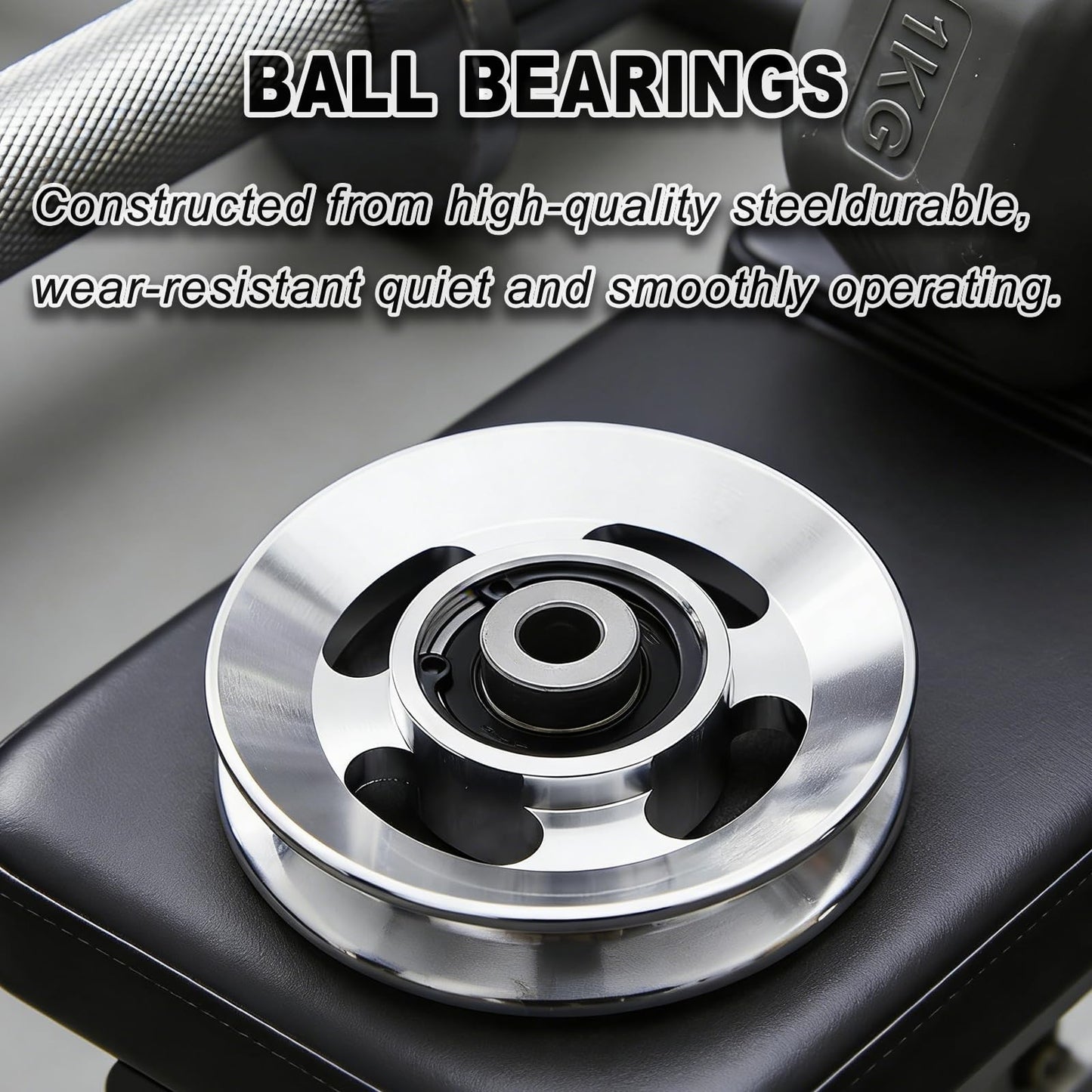 Wozafepp 4Pcs 90mm Aluminum Alloy Gym Pulley Wheel, Universal Silent Cable Machine Pulley, Heavy Duty Bearing Pulley for Home Gym Equipment, Fitness Pulldown Attachments Replacement Parts (Silver)