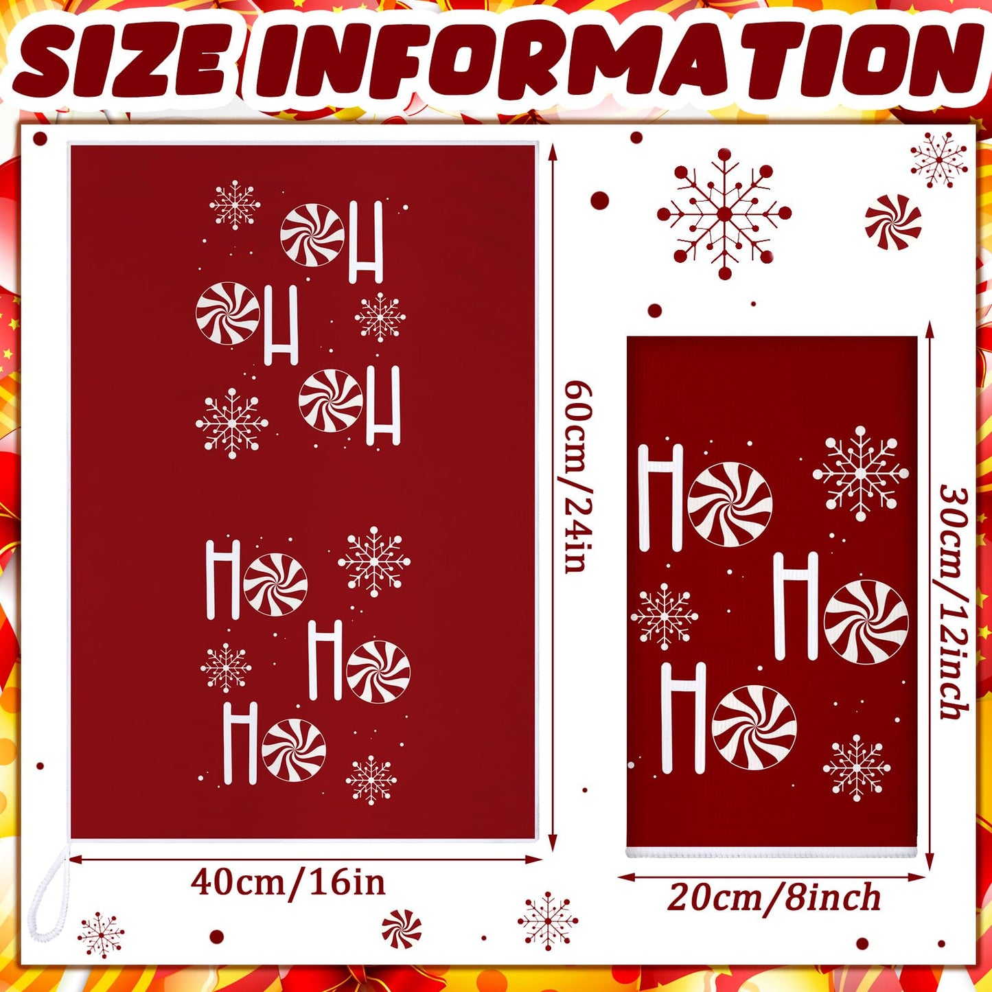 Breling 6 Pcs Christmas Kitchen Towels Red White Candy Tea Dishtowel 23.62 x 15.75 Inch Decorative Peppermint Candy Cane Hand Towel for Holiday Winter Home Kitchen Bathroom Decor Housewarming Gift