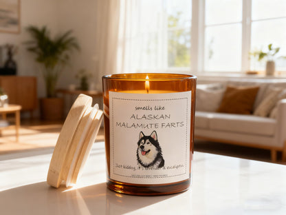 Alaskan Malamute Gifts & Decor, Dog Mom Gift for Women, Smells Like Alaskan Malamute Farts Candle - Lavender & Eucalyptus, Crafted by Natural Soy Wax & Natural Essential Oils
