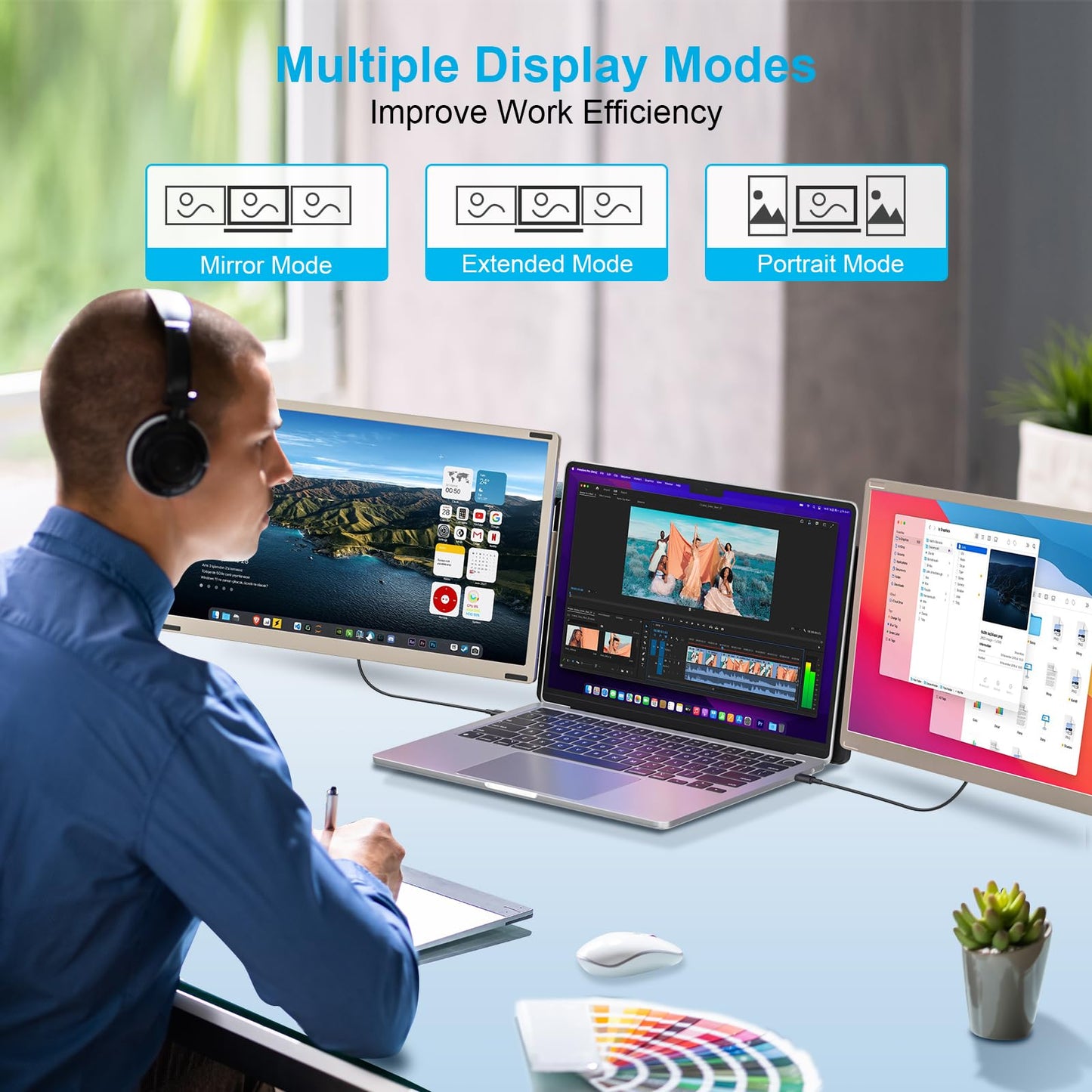 2025 New Upgraded Laptop Screen Extender Portable Monitor, 1080P FHD IPS Screen, Monitor Extender for Laptop, Fit for 13-17" Laptops, Plug & Play Compatiable with Windows/Mac/Android/Switch (14 inch)