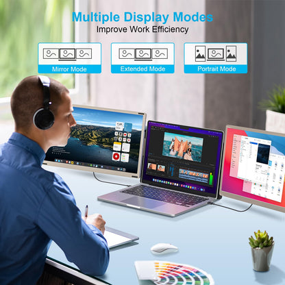 2025 New Upgraded Laptop Screen Extender Portable Monitor, 1080P FHD IPS Screen, Monitor Extender for Laptop, Fit for 13-17" Laptops, Plug & Play Compatiable with Windows/Mac/Android/Switch (14 inch)