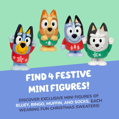 Bluey Mini Figures 2025 Christmas Advent Calendar, 24-Day Christmas Calendar Countdown with Festive Bingo, Muffin, and Socks, Advent Calendars for Ages 3+