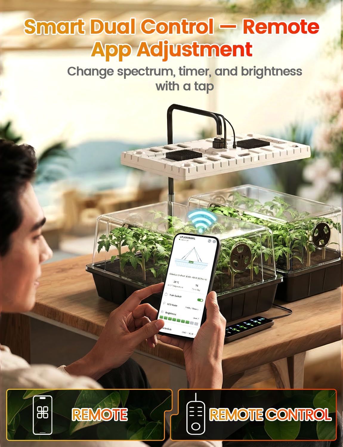 MetryGrow 48W Full Spectrum LED Grow Light Seed Starter Kit, 80-Cell Tray with 30W Heating Mat & Adjustable Dome, Waterproof Germination System for Healthy Indoor Seedlings