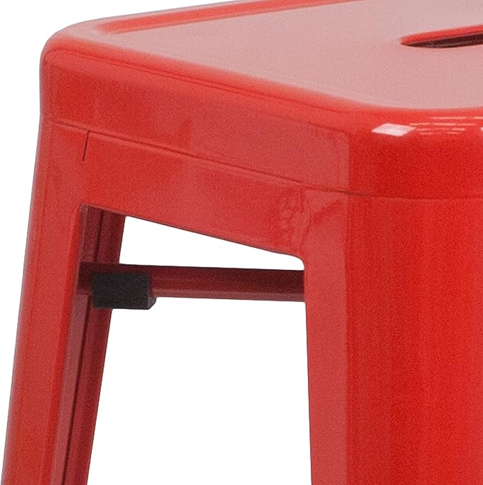 Flash Furniture Commercial Grade 30" High Backless Red Metal Indoor-Outdoor