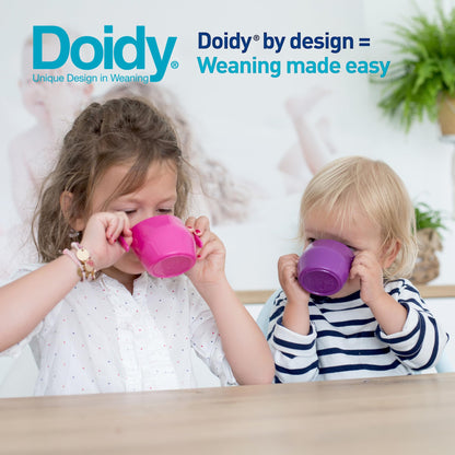 Doidy Cup Free Flow Toddler Cup | Trainer Sippy Cup (No Valve or Spout) | 3+ Months | Open Beaker with Handles for Easy Drinking | BPA-Free | 200 ml (7oz) | Blue
