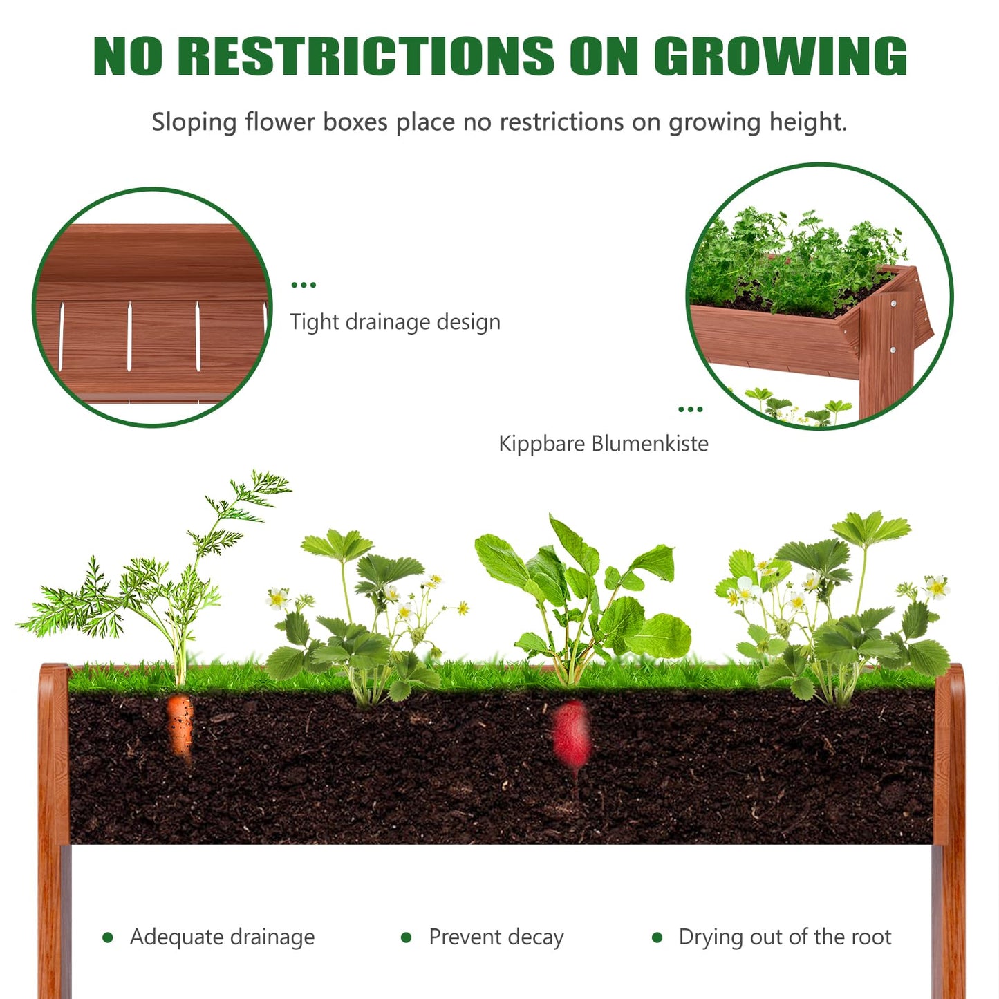 UrGROWA Wooden Vertical Raised Garden Bed, 5 Tier Garden Planters Raised Beds Freestanding Plant Stand Flower Rack Wooden Planter Box for Plants Herbs Flowers Vegetables Outdoor Indoor Gardening