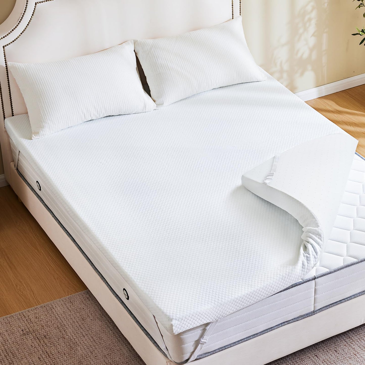NEWBULIG 2 Inch Memory Foam Mattress Topper, a Supportive Memory Foam Pad with a Removable & Washable Cover, and a Non-Slip Ventilated Design for Full Beds