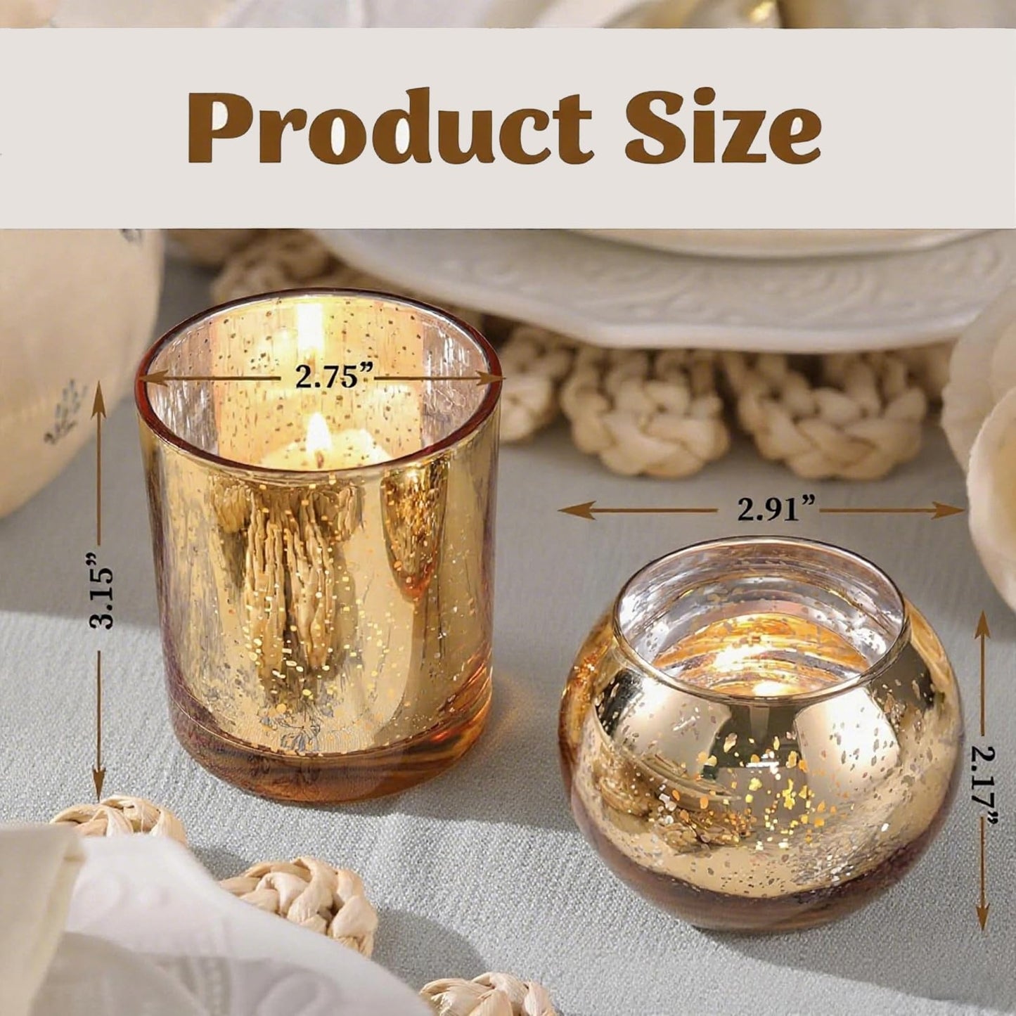 12PCS Assorted Gold Votive Candle Holders,Tealight Candle Holders for Table Centerpieces,Home,Bridal Shower,Birthday,Christmas,Thanksgiving Party Table Decor (12, Gold)