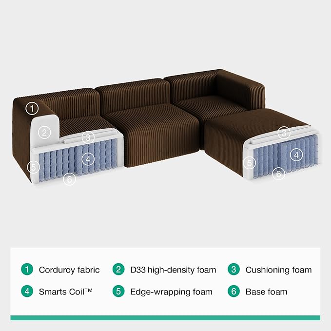 Novilla 106" Modular Sectional Sofa, Modern Cloud Sectional Couch