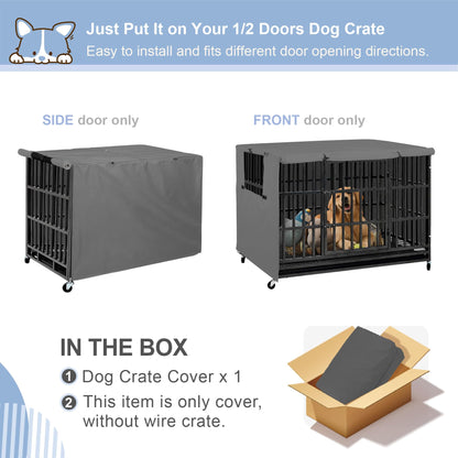 Explore Land Dog Crate Cover - Durable Polyester 30 Inch - Universal Fit for Metal Dog Crate (Grey)