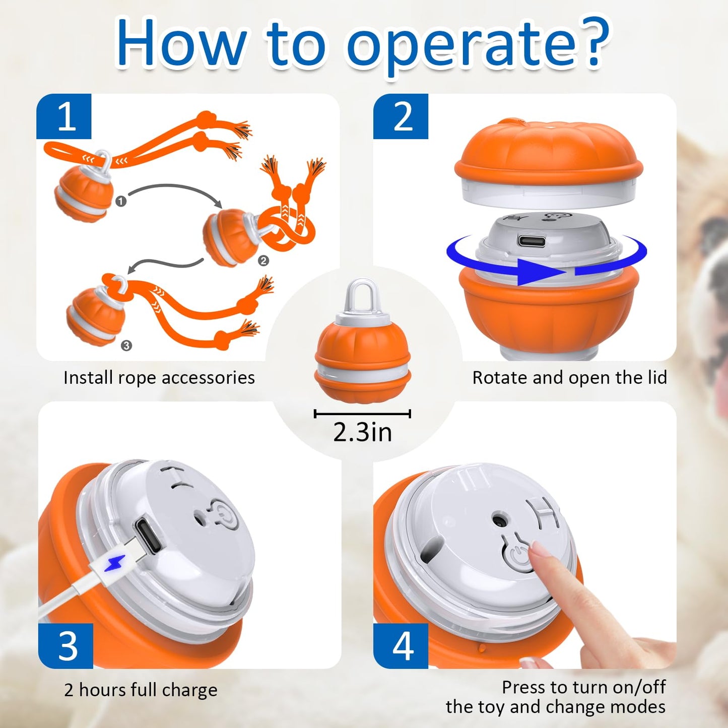 Sofolor Interactive Dog Toys, Motion Activated Dog Ball, Automatic Rolling Ball Toys for Puppy/Small Dogs