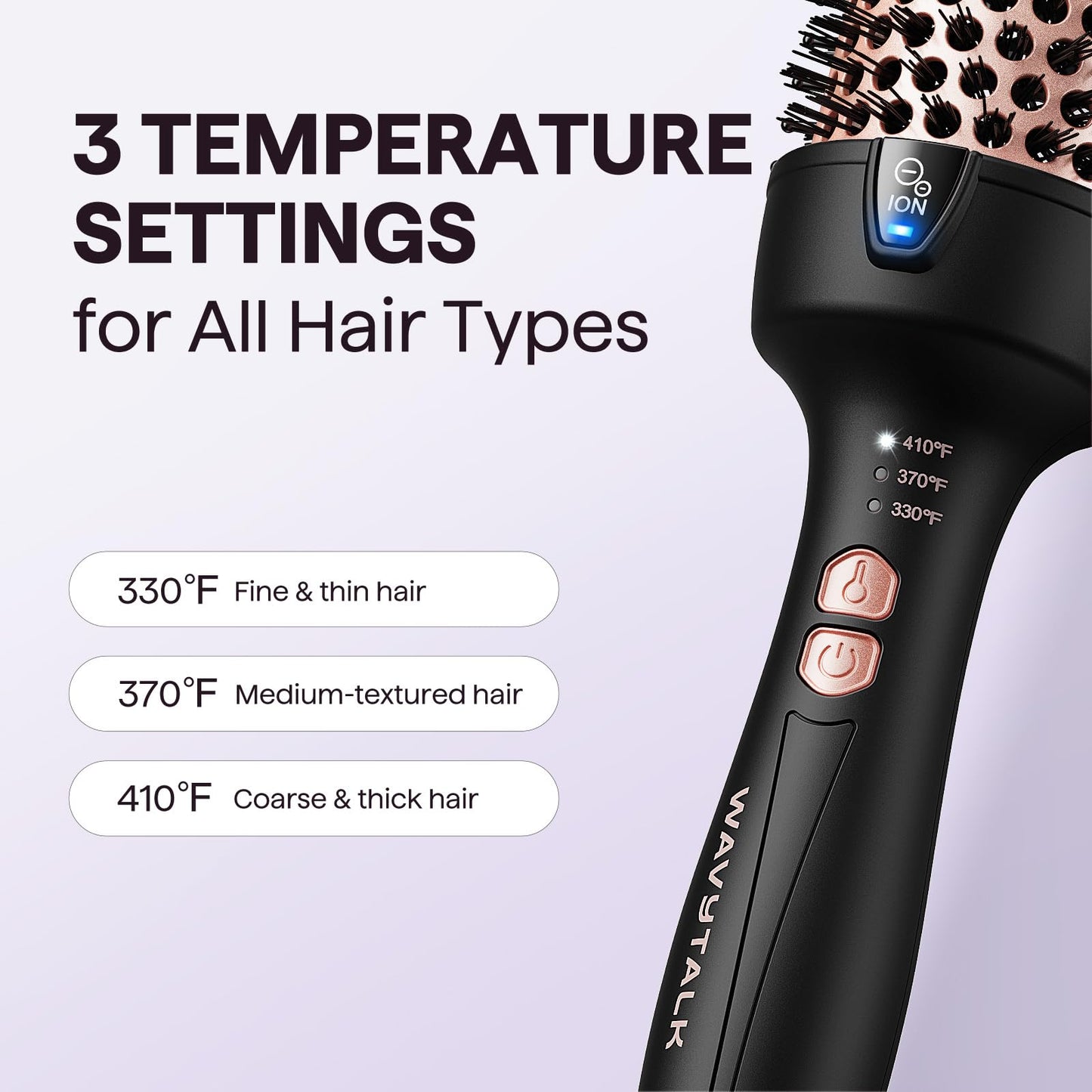 Wavytalk Updated Version Thermal Brush, 1.5 Inch Negative Ion Blowout Express Thermal Round Brush Creates Salon-Quality Blowouts, lonic Frizz Reduction Makes Hair Shinier & Smoother (Millennial Pink)